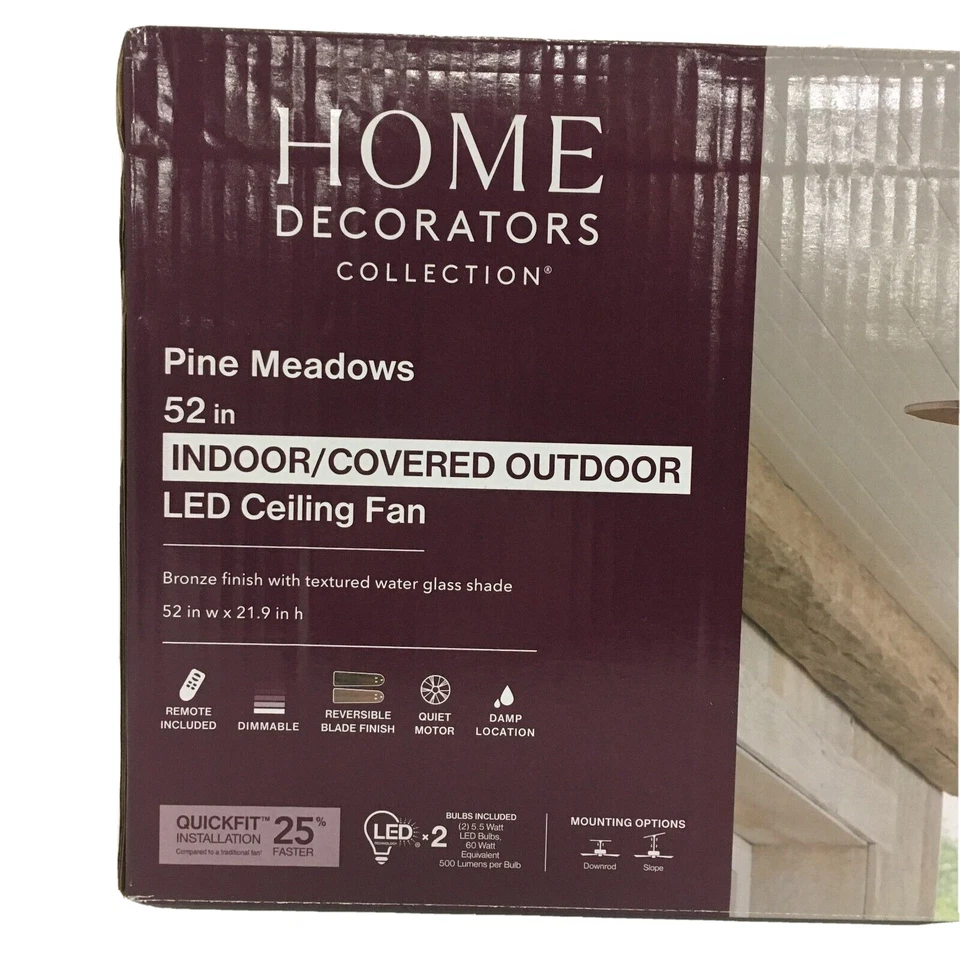 Home Decorators Collection Pine Meadows Ceiling Fan 52117 52-In. LED Ceiling Fan - Image 2 of 4