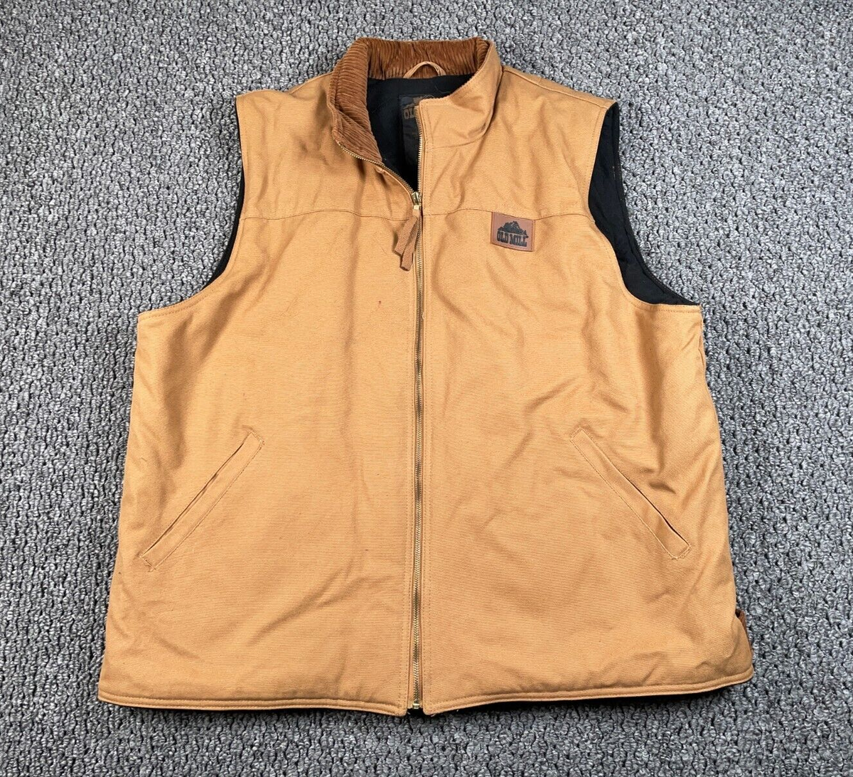 Old Mill Canvas Zip Up Vest Adult 2XL Brown Corduroy Collar