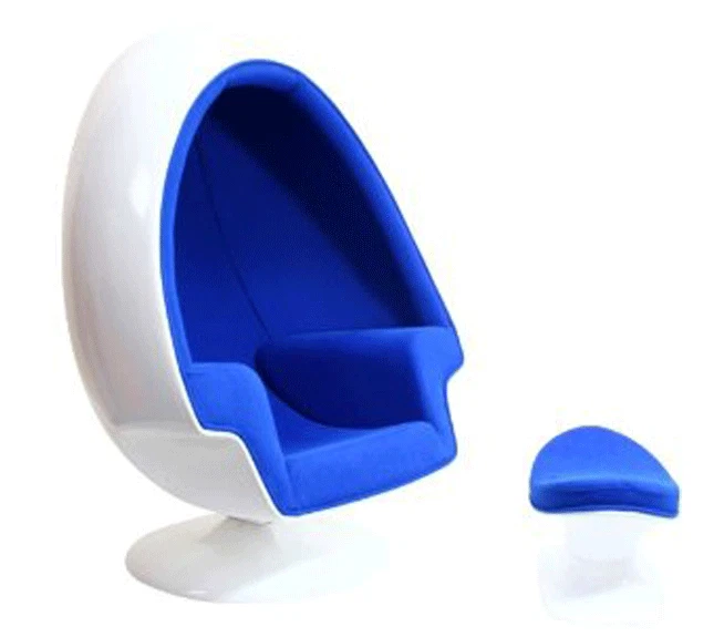 Silla Alpha Egg y Otomana Acento Rojo Cáscara de Huevo Blanca Forma de Cámara (Envío Gratis) Foto 4 de 4