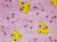  NEW Pok mon Pika Side Pink Fabric 1/4" 9" x 42" 100 Cotton