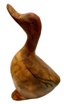 Vintage Hand Carved Wood Duck Bird Figurine Standing 6.25 