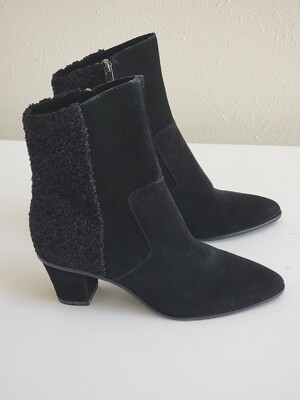 Lori Goldstein ''Coralie'' Women's Black Ankle Boots Suede Block Head Boots.Sz 7.5