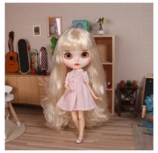 Blythe doll Make up Dudu mouth Rice white Long hair from Factory Joint Body 12"
