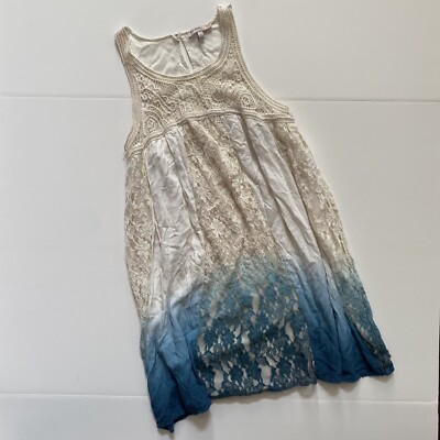 BLU-PEPPER Ombre Ivory Blue Lace Crochet Dress SMALL Sleeveless Boho Beach F91 | eBay BLU-PEPPER Ombre Ivory Blue Lace Crochet Dress SMALL Sleeveless Boho Beach F91 | eBay