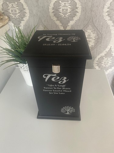 Pet Ashes casket Tall with Lock Personalised urn memorial memory box SmTCL - Picture 2 of 7