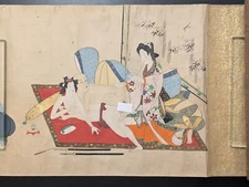 Japanese Handwriting Paintings Shunga Scroll Figure 12 8-075 Nanshoku-Zu Include