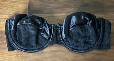 Vintage Vassarette Black Bra 34B Strapless Straps Second Skin Satin Lace Bra