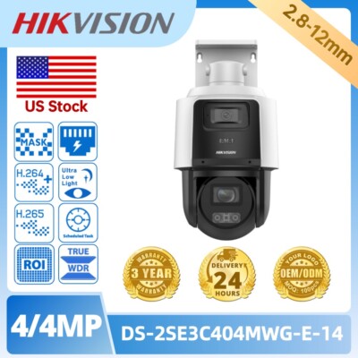 Hikvision TandemVu 4MP+4MP 4X POE PTZ Camera +2-Way DS-2SE3C404MWG-E/14 2.8-12mm