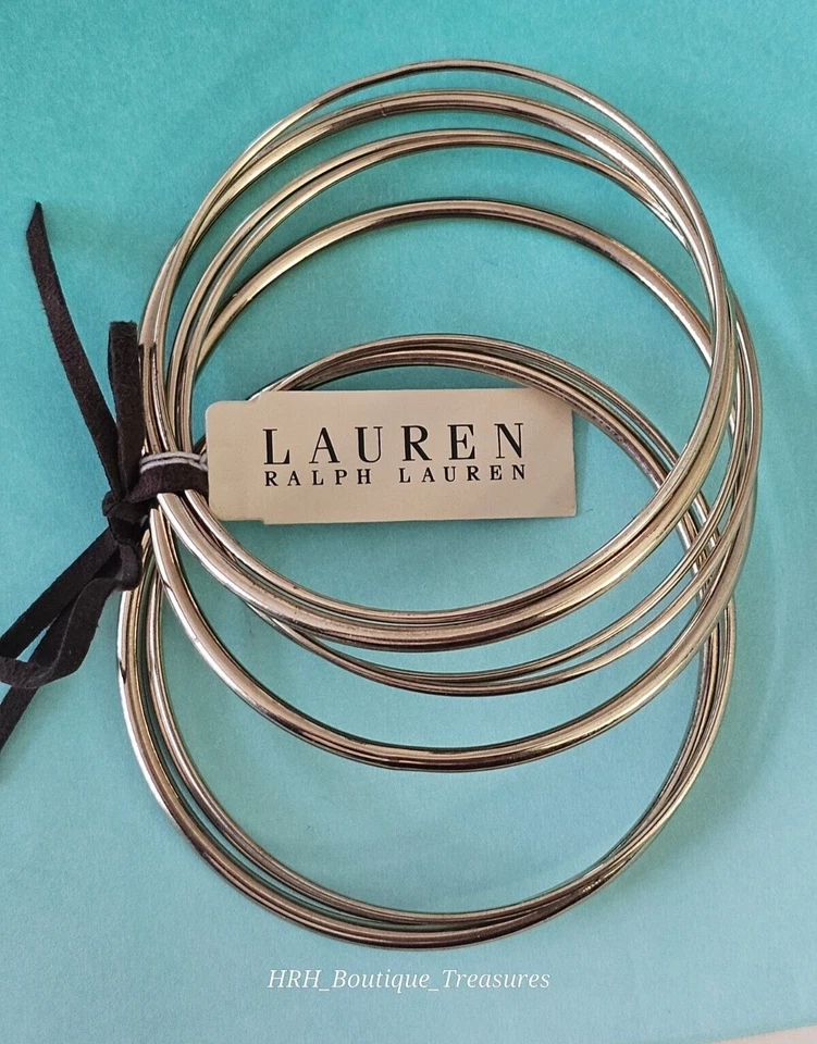 Vintage LAUREN RALPH LAUREN  Gold Plated set of Eight Bangle Bracelets NEW w TAG - Изображение 2 из 4