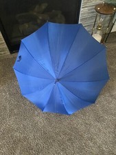 Vintage Navy Blue Umbrella bamboo style Handle