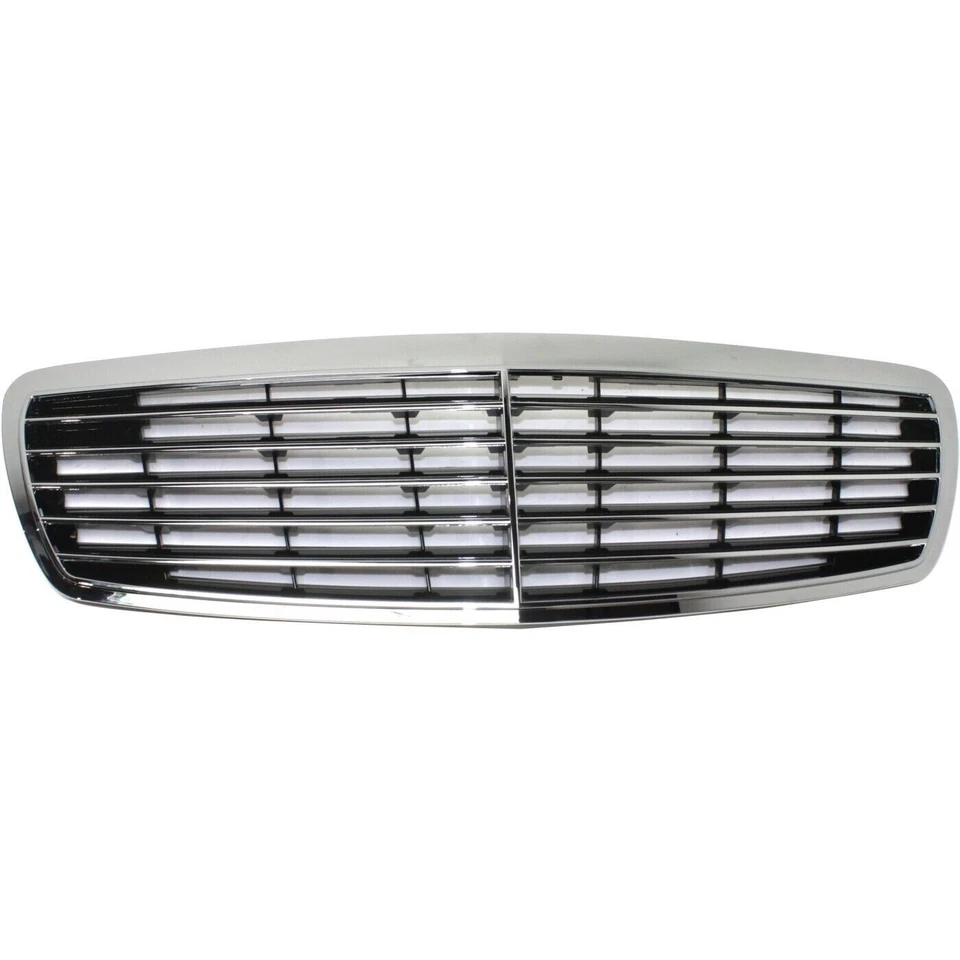 For 2000-2002 Mercedes-Benz, E320 E430 E55 AMG Grille Chrome Shell with Black Foto 2 de 4