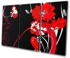 Illustration Floral Swirls Vector TREBLE CANVAS WALL ART Picture Print VA