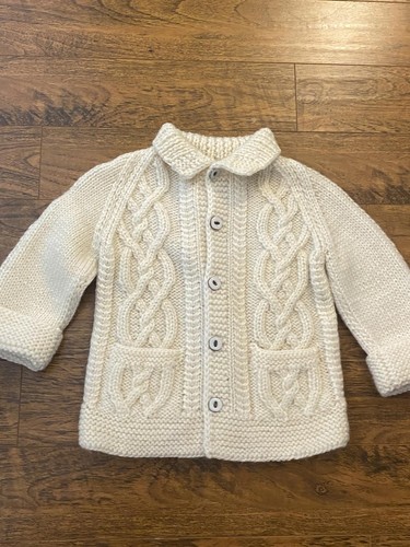Cozy Cable Knit Sweater Cardigan - Cream SZ 4-5 yrs - Picture 9 of 10