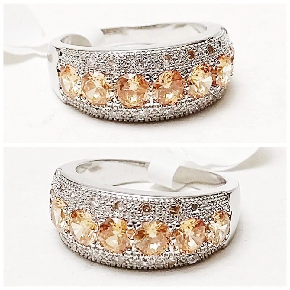 Anillo Plato Plata Piedras Preciosas Morganita Champagne con Caja de Regalo, Nuevo con Etiqueta Foto 3 de 4