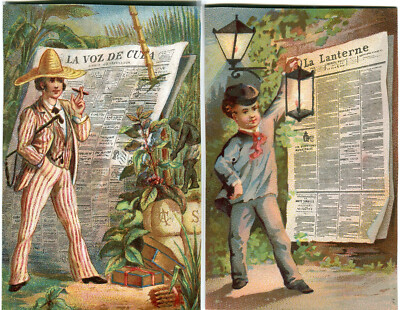 Oblaten scrap die cut chromo Litho Karten Zeitung Journal Presse Personen -7