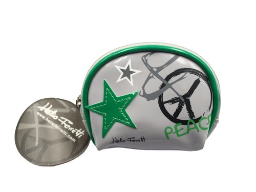 MONEDERO UNISEX CREMALLERA COLOR GRIS CON FRASE PEACE |