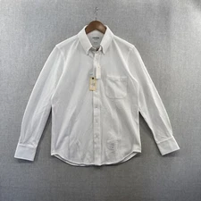 NEW Thom Browne Shirt Size 0 White Long Sleeve Button Down Straight Pique Italy