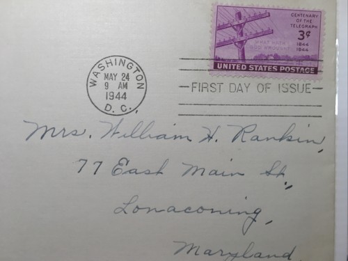 NANEE-B) US FIRST DAY OF ISSUE, 1944,#924,TELEGRAPH , 3CT, BK7-11 - Picture 2 of 4