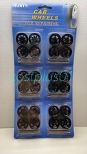 6 SET CAR WHEELS FOR REPAIRING ADD ON CUSTOM 1:24 BLACK