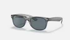 RayBan New Wayfarer Classic Transparent Grey/Dark Blue Polarized 58mm Sunglasses