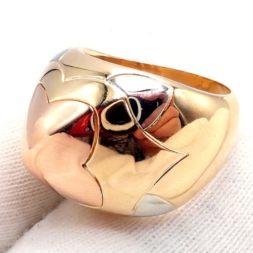 Authentic! Bvlgari Bulgari 18k Yellow White Rose Gold Tricolor Pyramid Ring sz 6 - Picture 9 of 17