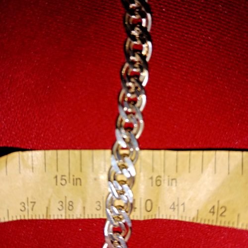Sterling Silver Double Curb Chain Necklace 25" 38g - Picture 10 of 12