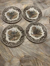 QUEENS MYOTT FACTORY CHURCHILL THANKSGIVING TURKEY DINNER PLATES SET OF 4