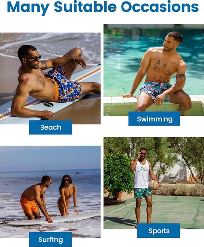 Mens Swim Trunks with Compression Liner 7 Inch Inseam Mens BathingSuit Quick Dry - Picture 111 of 194