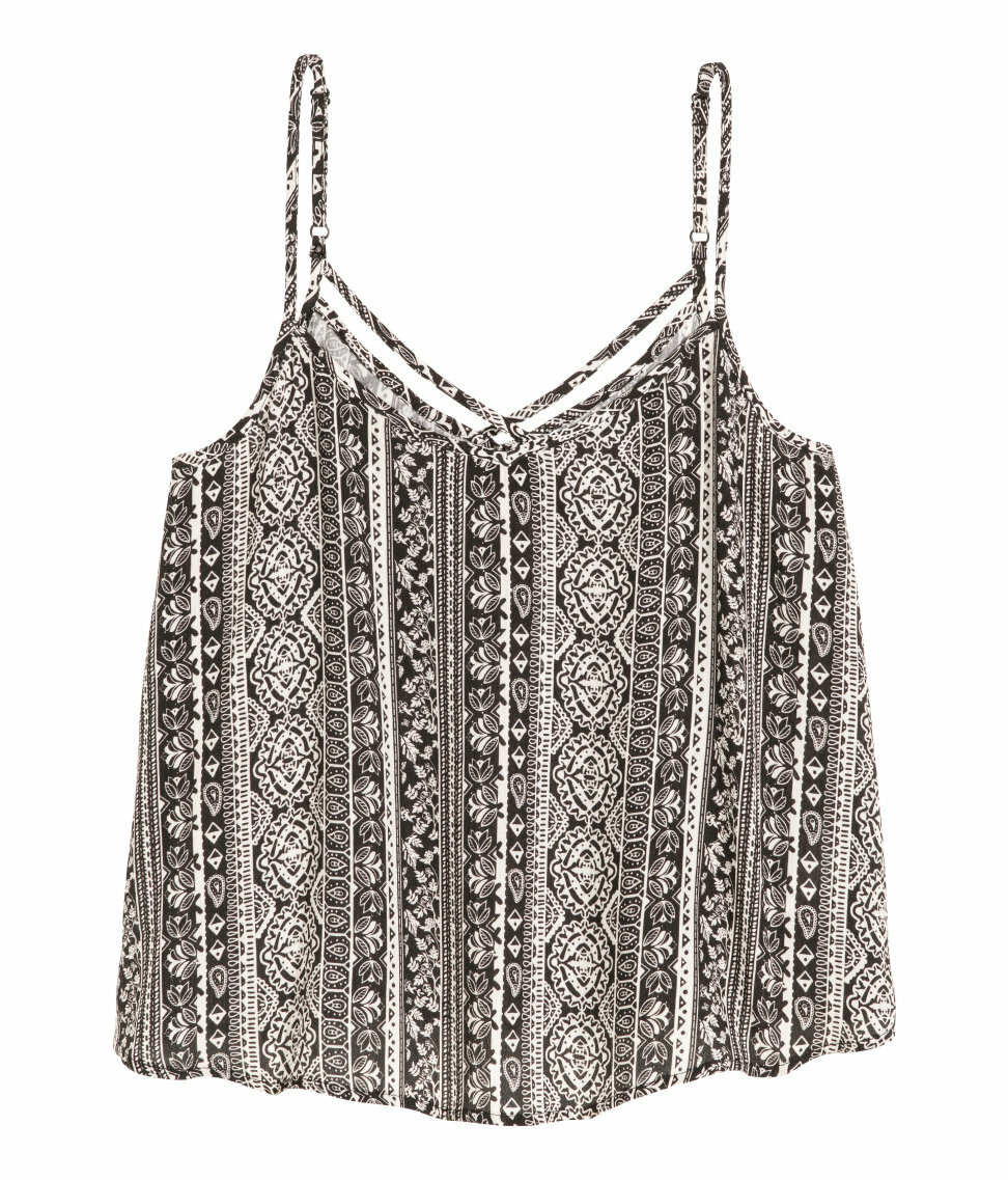 H&M Abstract Tank Top Cami Black White Extra Small XS