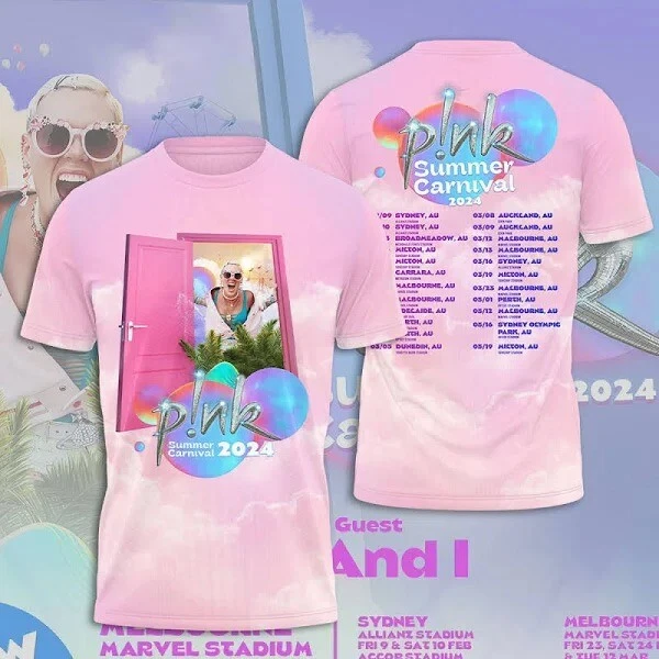 Pink Tour 2024 Graphic 3D T-Shirt