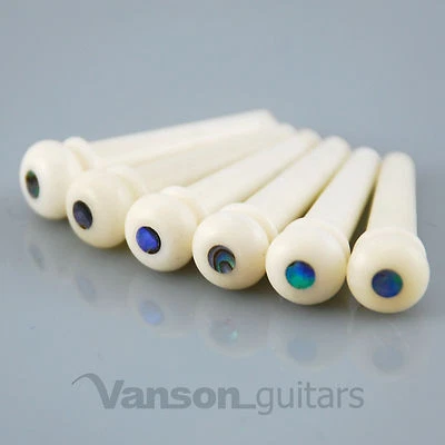 6 x VANSON High Quality Bone & Abalone Bridge Pins, acoustic guitars String Pegs