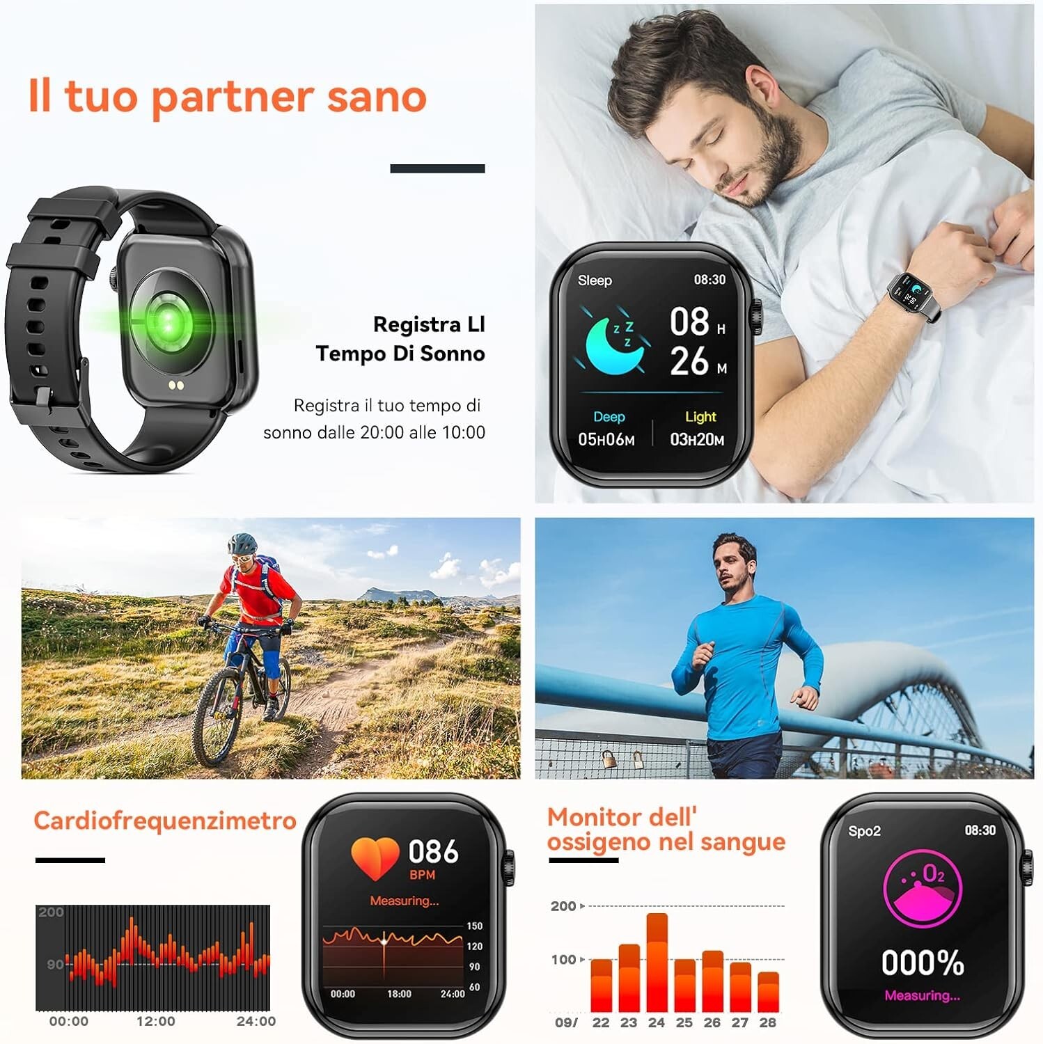 Smartwatch Uomo Donna Rispondi Effettua Chiamate 1.85 Schermo Smartwatch Orologi foto 6