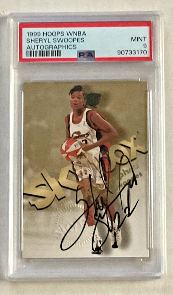 SHERYL SWOOPES 1999 SKYBOX WNBA AUTÓGRAFOS EN TARJETA AUTOMÁTICA PSA 9 NINGUNO SUPERIOR POP 8 Foto 2 de 4