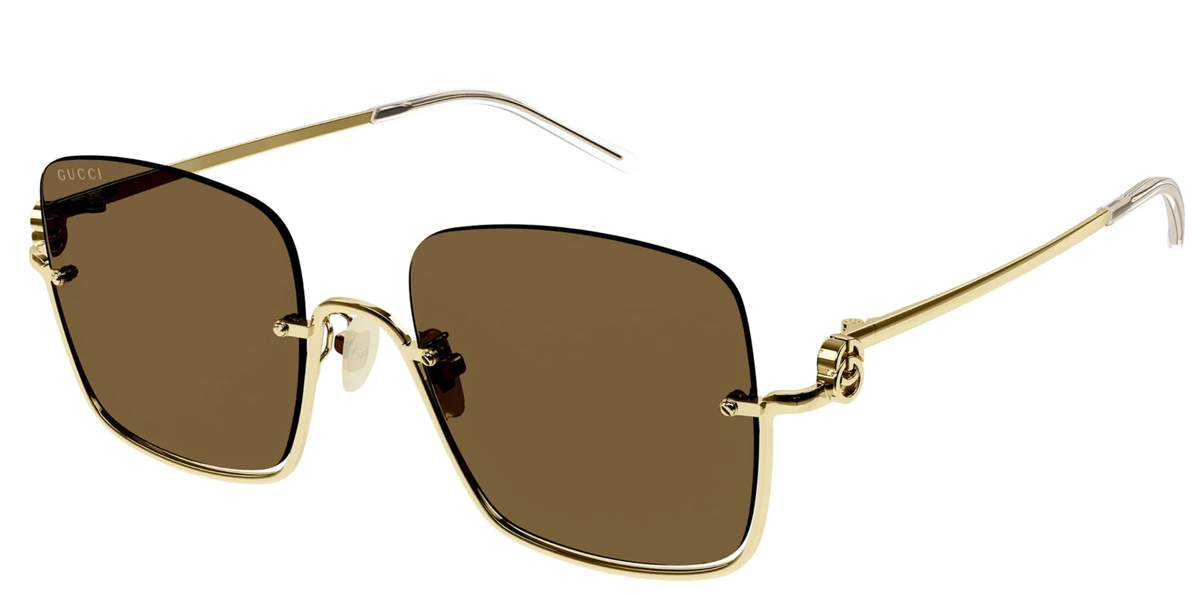 New GUCCI GG1279S 002 54mm Gold GG Interlock Square Half-Rim