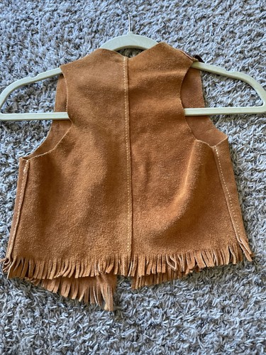 John R Craighead Co Sz Medium Western Cowboy Kids Texas Leather Vest Fringe - Picture 8 of 8