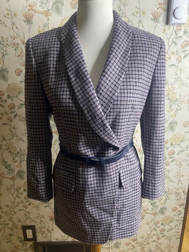 Jones New York Purple Wool Blazer Jacket Size 6 Belted VTG - 第 1/10 張圖片