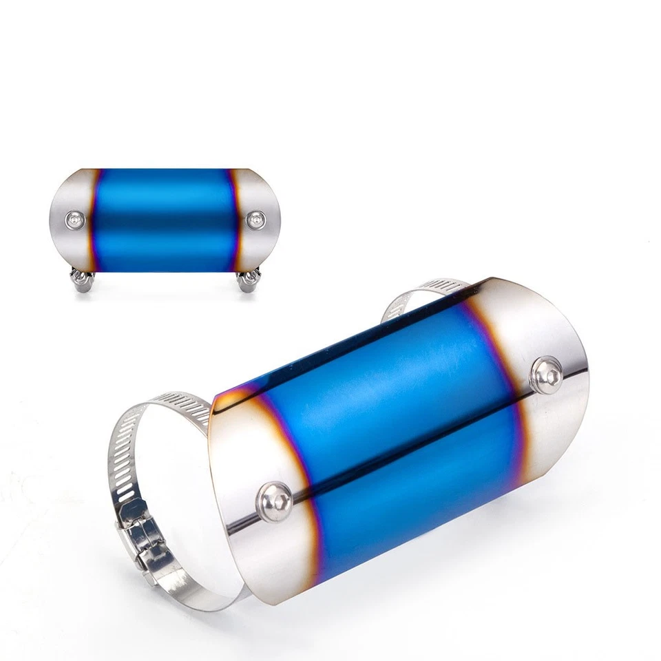 Motorcycle Exhaust Heat Shield Middle Muffler Pipe Cover Protector Guard Blue - Image 2 of 4