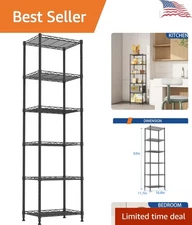 Modern Black Wire Shelving Unit - Adjustable and Rust-Proof for Ultimate Storage