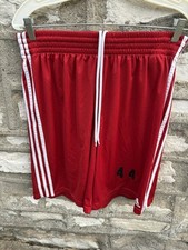 Adidas Shorts Red Tri 3 Stripe Climalite #44 Player ID Tag - Size L Mens