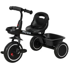 Smooth-Ride Kids Tricycle with Storage Basket 31.5x19x24.75in Black