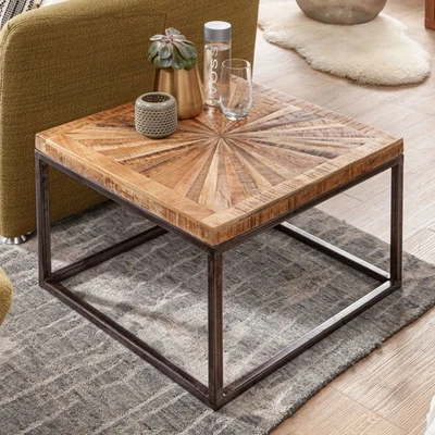 FineBuy Table Basse Bois Massif 55x40,5x55 cm Table d'appoint Table de salon - Photo 1/4