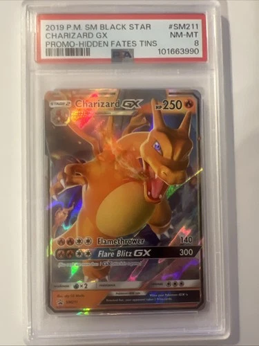 2019 P.M. SM Black Star Charizard GX Promo Hidden Fates PSA 8