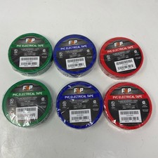 F4P PVC Electrical Tape 3/4in x 66ft 6-Pack Red/Blue/Green