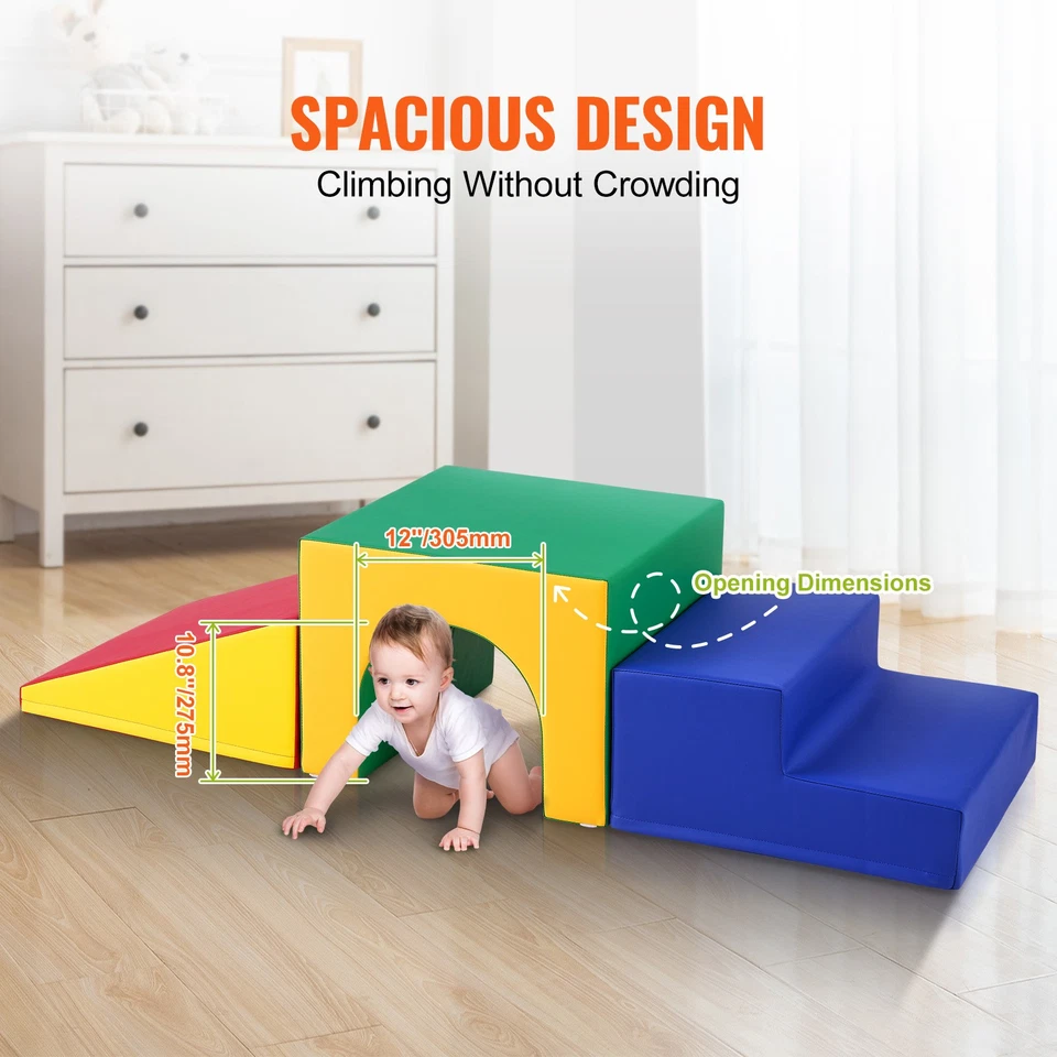 Uimoso Single Tunnel Climber Toddler Playset Foam Climbing Blocks w Stairs+Ramp - Image 3 of 4