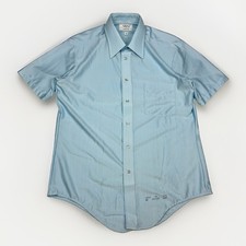 Vintage 70s JCPenney Powder Blue Qiana Nylon Disco Shirt USA Mens 16