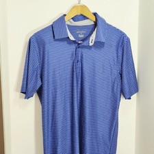 Men's M Blue Gray Striped Champion Polo Shirt