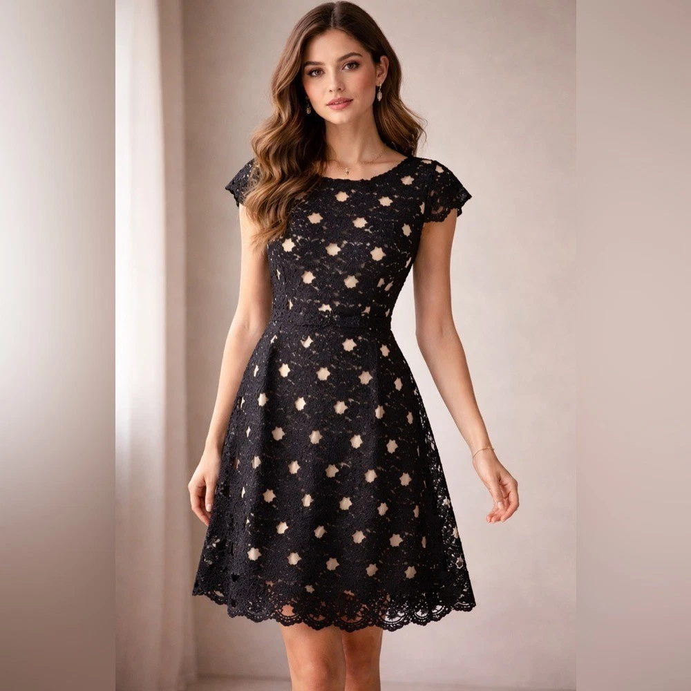 chinese dress ladies Black Angelic Lace Midi Dress