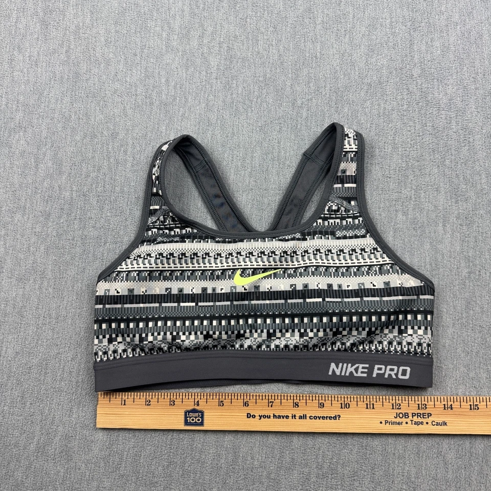 Sujetador deportivo Nike Pro para mujer mediano negro abstracto espalda deportiva elástico gimnasio yoga Foto 2 de 4