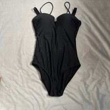 Athleta Women's Black One-Piece Swimsuit Aqualuxe Square Plunge Size M
