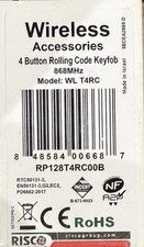 Risco WL-T4RL Wireless 4 Button Rolling Code Key Fob RP128T4R000B Used Condition